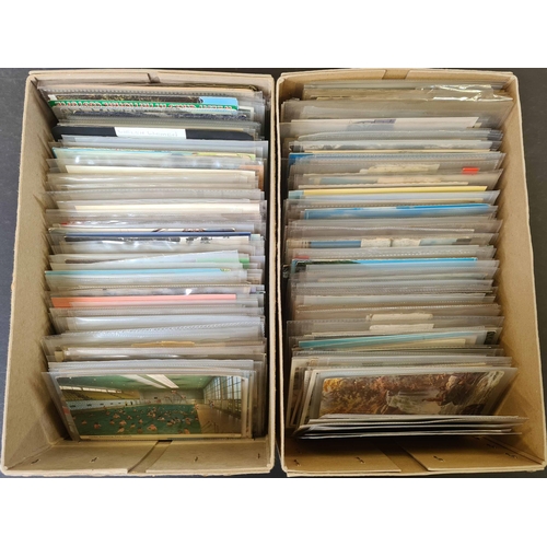 1214 - UNSORTED TOPOGRAPHICAL PPCs: Two shoe-boxes containing an ex-dealer's stock of unsorted cards 1900s-... 