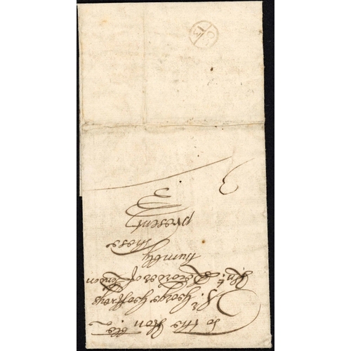 1218 - EARLY LETTER FROM WENVOE, CARDIFF TO THE INFAMOUS JUDGE JEFFREYS: 1679 EL (when opened right edge to... 