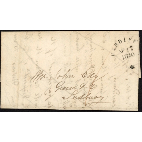 1232 - BALANCE OF THE POST 1800 PRE STAMP CARDIFF MAILS INC. INCOMING UNIFORM 4d POST: 1802-1840 selection ... 