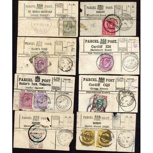 1237 - CARDIFF PARCEL POST LABELS: A collection of Cardiff parcel post labels inc. city, district and count... 