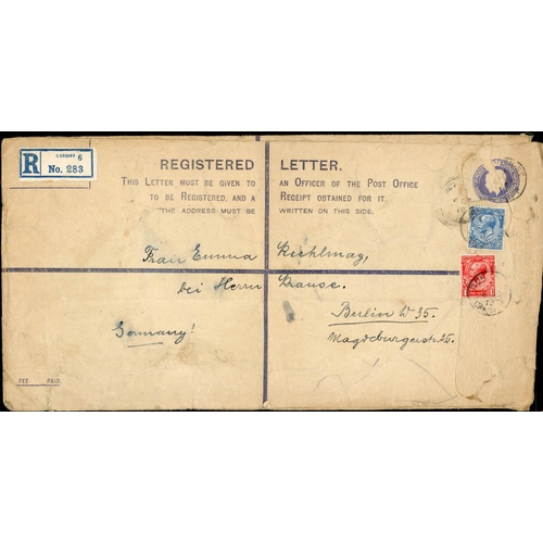 1238 - CARDIFF & DISTRICT - REGISTERED MAILS; 1891-1956 selection of chiefly QV & three Kings Registered ma... 