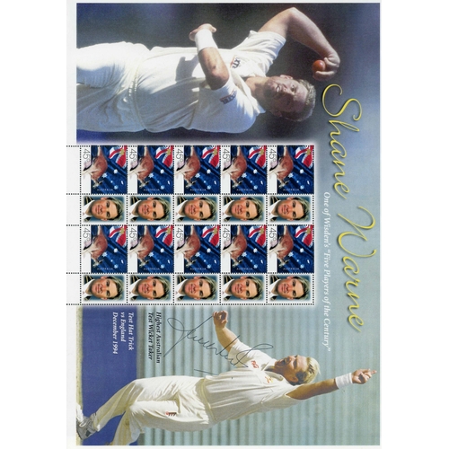 124 - 1994-2011 CRICKET MINIATURE SHEETS inc. 1994 Australia Shane Warne sheet signed by the bowler; 2006-... 