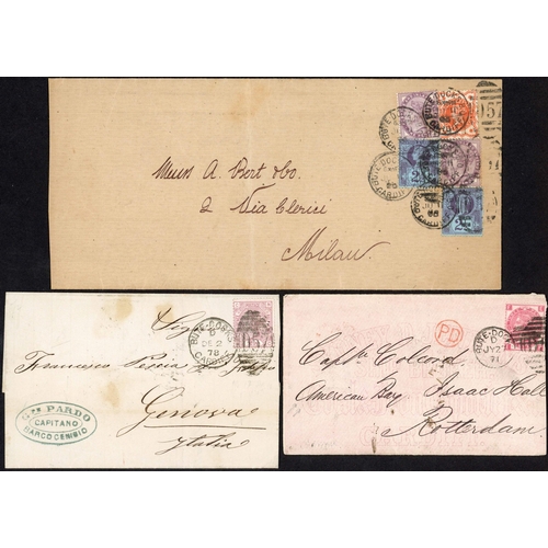 1244 - BUTE DOCKS CARDIFF TO OVERSEAS DESTINATIONS: 1869-c.1900 selection  inc 1869 EL (faults) to Lisbon w... 