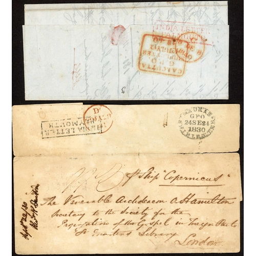 178 - INCOMING TO GB INDIA LETTER HS INC. FALMOUTH, PENZANCE, GRAVESEND ETC: 1822-40 group inc 1822 E Calc... 