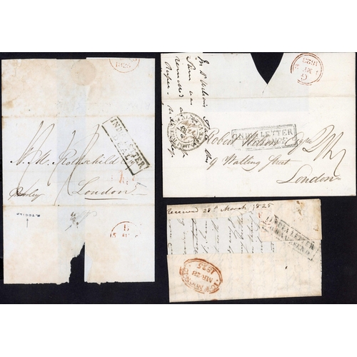 178 - INCOMING TO GB INDIA LETTER HS INC. FALMOUTH, PENZANCE, GRAVESEND ETC: 1822-40 group inc 1822 E Calc... 