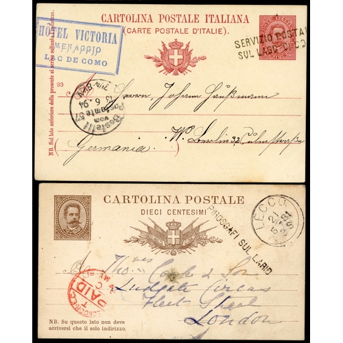 181 - ITALIAN LAKES STEAMERS - LAKE COMO: 1867-1925 selection inc. 1867 E Naples to Zurich paid to destina... 