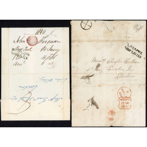 183 - LIVERPOOL SHIP LETTER HAND STAMPS: 1810-1843 selection inc. pair 1805/10 EL New York or Demarara wit... 