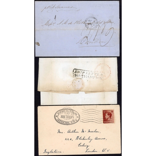 191 - PORTSMOUTH & SOUTHAMPTON MARITIME MAILS EX JERSEY, USA ETC.: 1830-1937 selection inc. 1830 EL New Yo... 