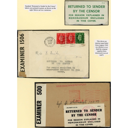 213 - RETURNED TO SENDER BY CENSOR: Quartet of 1940-42 covers returned to sender, inc. 1940 env. To San Di... 