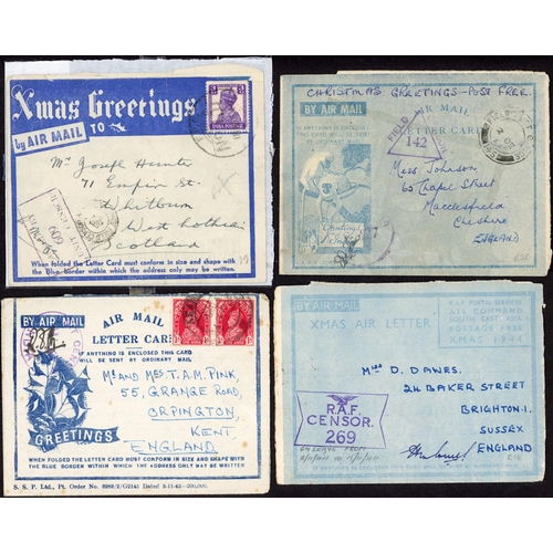 219 - WWII BURMA & INDIA  XMAS MAILS: Collection of specially printed illustrated Air Mail covers issued t... 