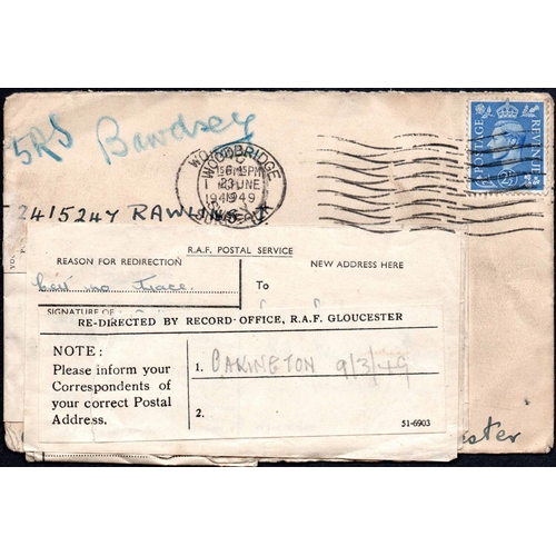 221 - RAF - POST-WWII RETURNED MAIL: Group of covers from 1946-1990s sent to or from RAF bases in GB, all ... 