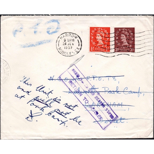 222 - POST-WWII FORCES RETURNED MAIL: Group of covers all bearing a variety of return to sender markings. ... 