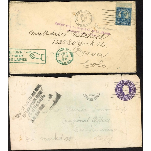 232 - AIR CRASH MAIL - USA INTERNAL MAIL: Two 10 Jan. 1930 env. on plane crash in Wabash Range with fine 