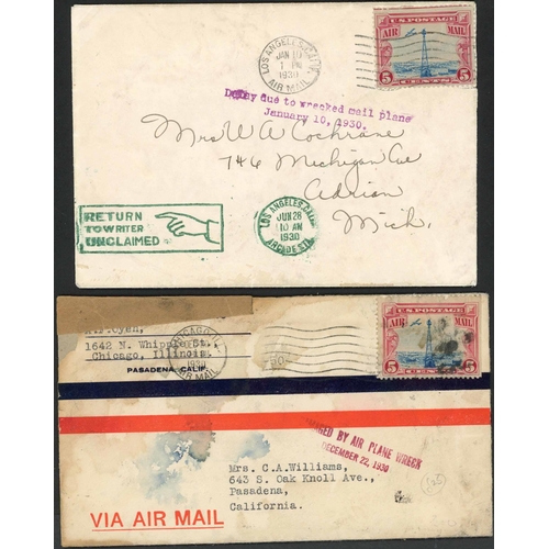 233 - AIR CRASH MAIL - U.S.A. INTERNAL MAIL: 1930 env. carried on night flight Los Angeles to Salt Lake Ci... 