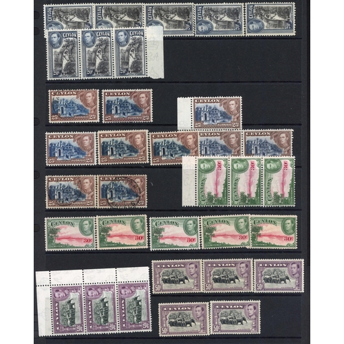 358 - KGVI 1938-49 DEFINITIVES: Mint & used duplicated accumulation on 4 sides of stock sheets. Values to ... 