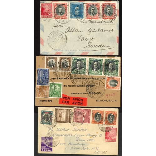 362 - LINEA AEREA NACIONAL (LAN) EXTERNAL AIR MAILS, 1931-40: Well presented and typed up collection on di... 