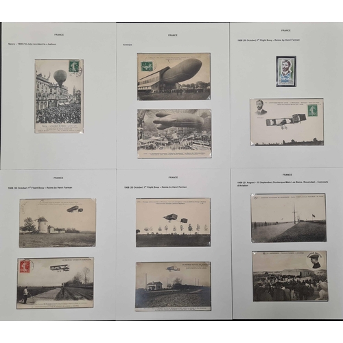 407 - EARLY/PRE WWI AVIATION HISTORY: A remarkable 1908-10 range of used & unused PPCs mounted on annotate... 