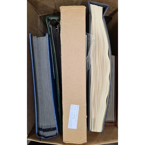 41 - 1860s-1970s COLLECTION: Four boxes containing 9 albums, 12 stockbooks, stockcards, leaves, etc. Main... 