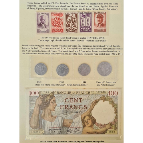 415 - FRANCE - WWII STAMP ISSUES: An album with Pétain definitives inc. imperf. set to 5f, dated corners, ... 