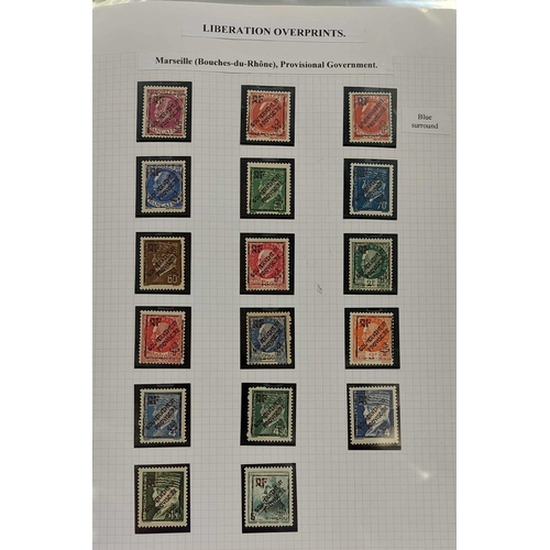 417 - FRANCE - LIBERATION ISSUES: Collection of 1944 overprints on mainly mint Pétain stamp issues arrange... 