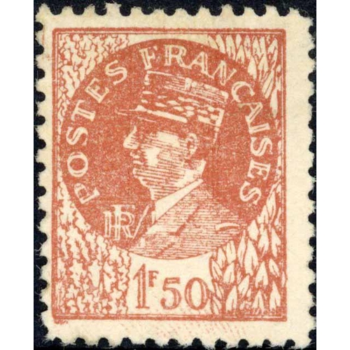 421 - WWII FRENCH RESISTANCE FORGERY: Forgery produced locally, 1f.50 brown depicting De Gaulle. Single un... 