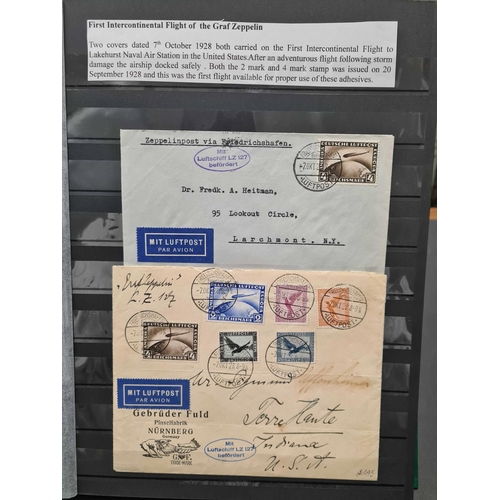 442 - AIR MAIL STAMPS & COVERS INC. ZEPPELIN, SEMI-OFFICIALS, CATAPULT, ETC: Stock book with a comprehensi... 