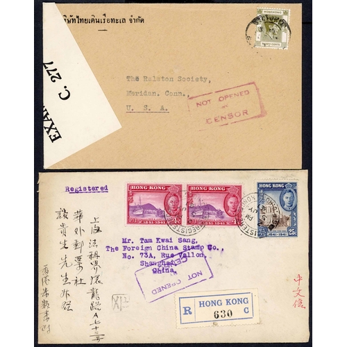 457 - WWII PERIOD (1939-41) CIVILIAN CENSORSHIP OF HONG KONG MAIL: Group of covers (14) showing Morenweise... 