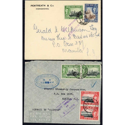 457 - WWII PERIOD (1939-41) CIVILIAN CENSORSHIP OF HONG KONG MAIL: Group of covers (14) showing Morenweise... 