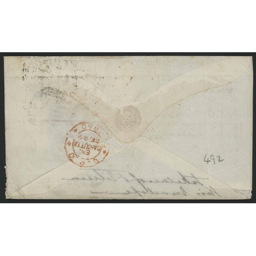 508 - G.B. 1d RED STARS REDIRECTING 6as FRANKED COVER EX CALCUTTA WITHIN LONDON; Attractive 22 Sept. 1860 ... 