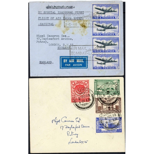 51 - KGVI INDIA FDCs INC. 1948 GANDHI & SOME PAKISTAN: Group inc. 15 Aug. 1948 illustrated FDC with Gandh... 