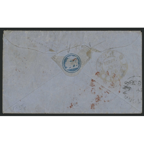 516 - DELHI - EARLY UPRATED 1a POSTAL STATIONERY 6as-RATE ENVELOPE TO G.B. VIA FRANCE; Attractive 27 May 1... 