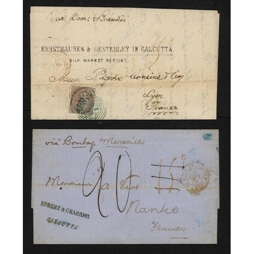 528 - CALCUTTA - PRINTED MATTER COVERS PAIR TO FRANCE WITH CORRECT 1a FRANKING OR UNPAID & DISALLOWED; Fin... 