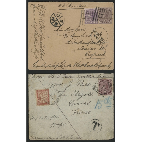 541 - SOLDIERS' CONCESSION RATE COVERS TO G.B. INC. VARIED FRANKINGS, ADEN, FRENCH 30c P. DUE STAMP, ETC.;... 