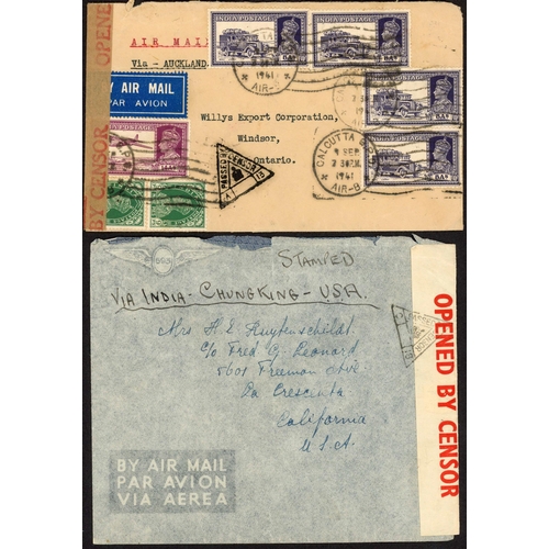 575 - WWII PERIOD AIR MAIL COVERS EX INDIA VIA VARIOUS ROUTES: Collection of mostly Air Mails (some Sea Ma... 