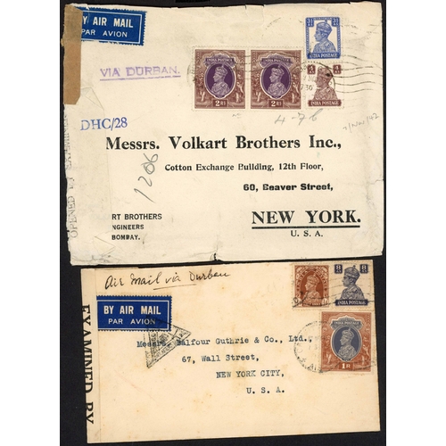 575 - WWII PERIOD AIR MAIL COVERS EX INDIA VIA VARIOUS ROUTES: Collection of mostly Air Mails (some Sea Ma... 