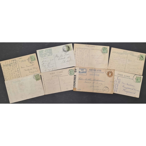 579 - CANCELLATIONS: 1902-11 plus some later, selection of postcards mainly bearing ½d adhesives with a go... 