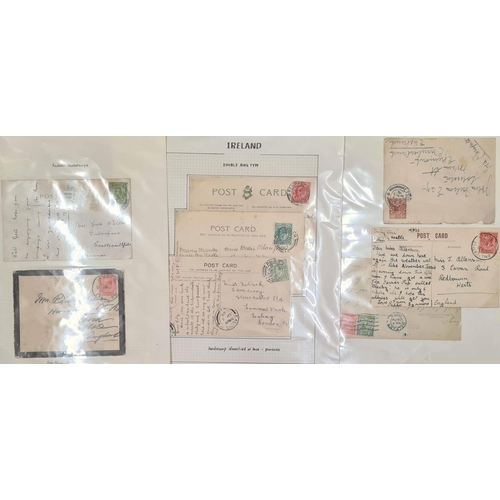 579 - CANCELLATIONS: 1902-11 plus some later, selection of postcards mainly bearing ½d adhesives with a go... 