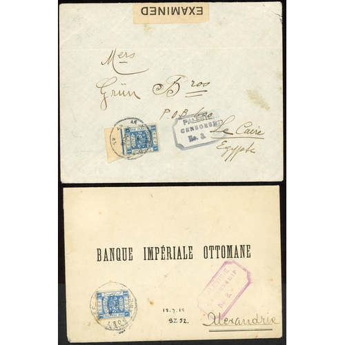 715 - 1918 1p ULTRAMARINE [3] cover group inc. regd. to UK with block (4) cancelled APO/SZ 10, another reg... 