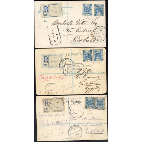 717 - 1918 5m ON 1p ULTRAMARINE [4]: cover selection inc. regd. (3) with 1p & 5m mixed frankings [3 & 4] e... 