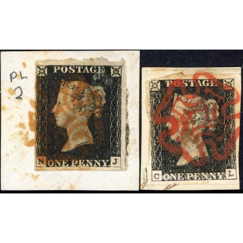 PLATE 2 GA tied by two overlapping strikes of a red MX to 22 Sept. 1840 ...