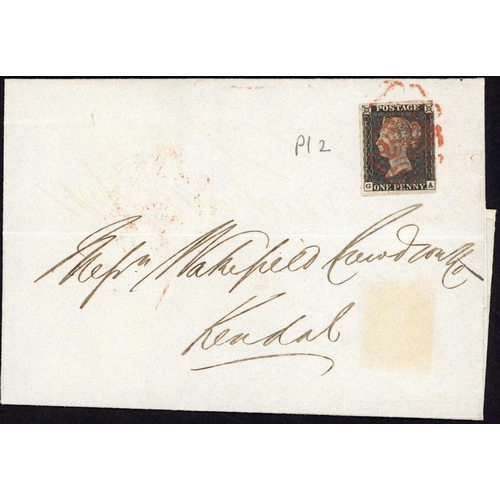 PLATE 2 GA tied by two overlapping strikes of a red MX to 22 Sept. 1840 ...