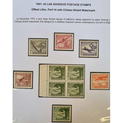 364 - LINEA AEREA NACIONAL (LAN) COLLECTION, 1941-46: Album with very fine collection of stamps and covers... 