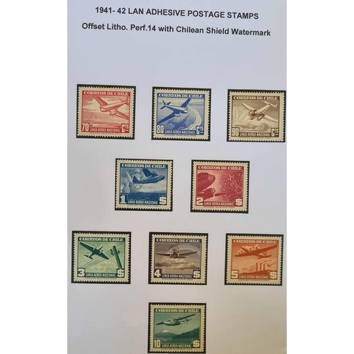 364 - LINEA AEREA NACIONAL (LAN) COLLECTION, 1941-46: Album with very fine collection of stamps and covers... 