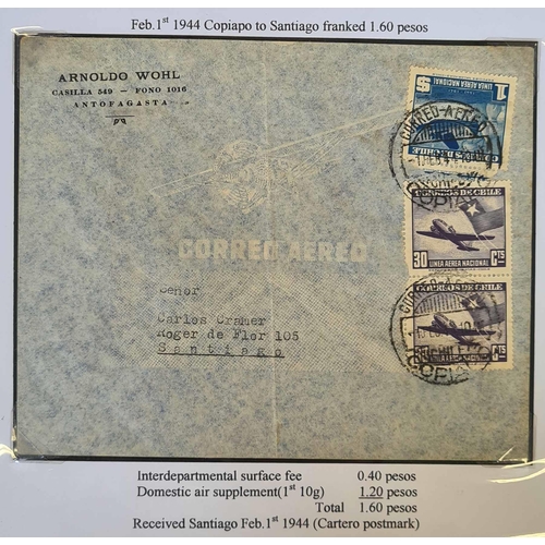 364 - LINEA AEREA NACIONAL (LAN) COLLECTION, 1941-46: Album with very fine collection of stamps and covers... 