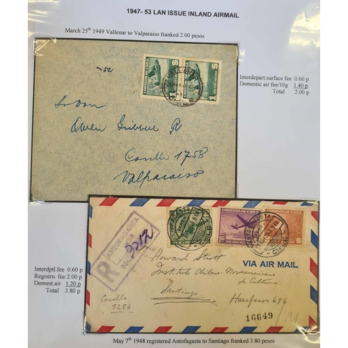 365 - LINEA AEREA NACIONAL (LAN) COLLECTION, 1947-1962: Superbly presented and typed up collection of stam... 