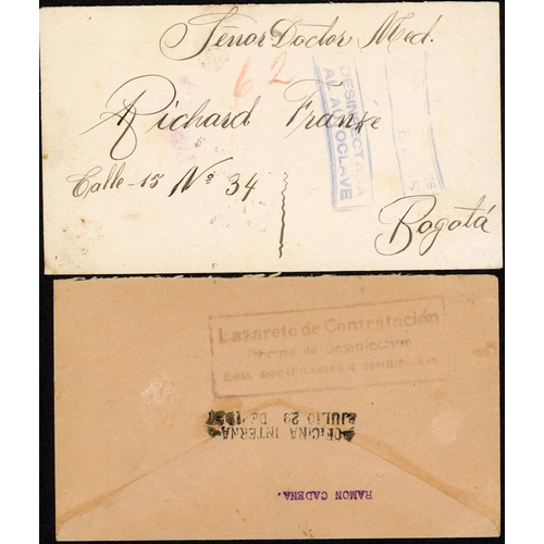 375 - SCARCE LEPER COLONY MAIL: 1921-73 display leaves inc. 1921 env. ex Agua de Dios leper colony to Bogo... 