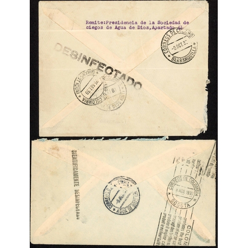 375 - SCARCE LEPER COLONY MAIL: 1921-73 display leaves inc. 1921 env. ex Agua de Dios leper colony to Bogo... 