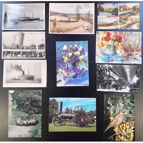 249 - TRANSPORT, NATURE, WOMAN & HOME ETC.: A range of mainly colour cards sorted into broad categories: T... 