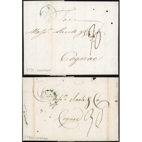 392 - RE-ROUTED MAIL VIA BELGIUM: 1780-82 letters to Cognac (2) or military addressee in Paris routed via ... 