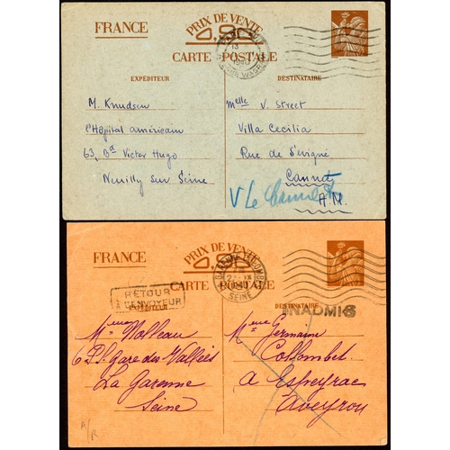 414 - FRANCE - STATIONERY CARDS: Study of postal stationery cards 1940-43 inc. range of inter-zonal famil... 